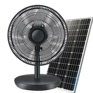 12-Zoll-Solarventilator mit Batterie Solarpanel 3 Geschwindigkeiten einstellbarer wiederaufladbarer Tisch-Solarventilator