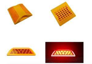 लाल सफेद, पीले यातायात चेतावनी सुरक्षा उठाया परावर्तक फुटपाथ मार्करों एबीएस प्लास्टिक राजमार्ग बिल्ली आँखें चिंतनशील रोड स्टड - Product Image 5