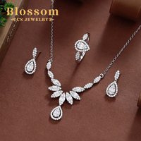Ensemble de bijoux Blossom CS en argent 925, forme de poire gracieuse, marquise, goutte d'eau, 4 pièces, pour femmes