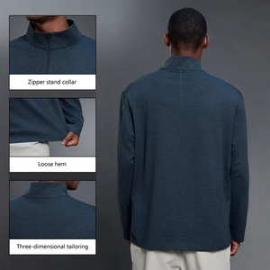 Al por mayor Top <span class=keywords><strong>de</strong></span> invierno con cuello mandarín, media cremallera, bajo holgado y puños ligeros para hombre, deportivo, fitness y running - Product Image 5