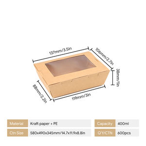 Cajas de Comida para Llevar y Envases de Papel Kraft Personalizados y al por Mayor de XM <span class=keywords><strong>KINGWIN</strong></span> con Ventanas - Product Image 2