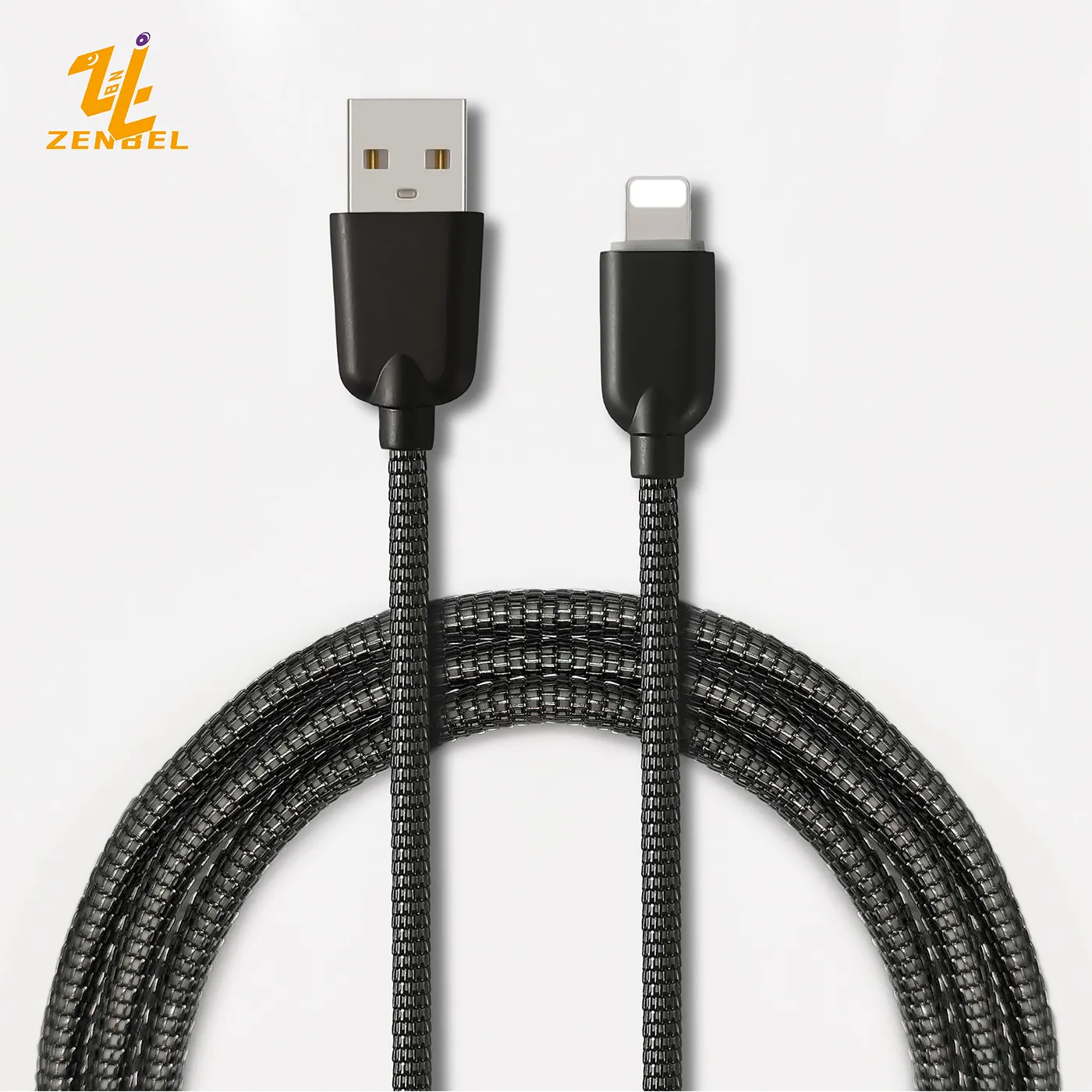 Nylon Braided Original 2.4A Fast Charging Usb Data Cable, Nylon Black Data Cable For Iphone Usb Type-c Usb Cable