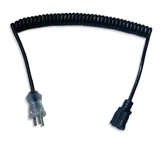 NEMA 5-15P to 5-15R Coiled Power Cord 3x16AWG 1.5m US Plug 125V 15A for Industrial Equipment
