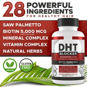 Capsules Bloqueurs de DHT Transfrontaliers, 60 Comprimés |   Biotine et Saw Palmetto pour la prévention de la perte de <span class=keywords><strong>cheveux</strong></span> |   Personnalisation OEM - Product Image 2