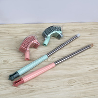 Brosse de toilette carrée en silicone tête de brosse épaisse poignée en acier inoxydable brosse de nettoyage de toilette pour l'élimination de la saleté