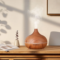 Diffuseur d'Arômes Professionnel Ultrasonique 500 ml 12 W avec LED Intelligente, Portable, Effet Bois, pour Huiles Essentielles et Humidificateur de Bureau