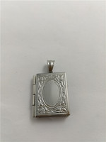 Cadre photo en acier inoxydable, médaillon pas cher, photo gravée, miroir magique en forme de livre, pendentif médaillon, bijoux vintage élégants