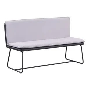 Diskon Besar Furnitur Ruang Tamu Kain Modern + Sofa PU Kaki Logam Hitam Sofa Settee Sofa