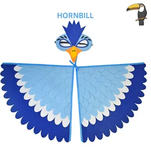 2022 새로운 디자인 재미 펠트 아이 동물 의상 조류 날개 얼굴 마스크 코스프레 할로윈 휴일
