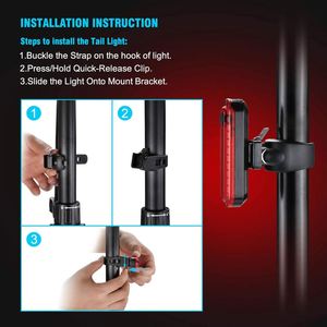 Lumière de sécurité pour vélo avec logo personnalisé, rechargeable par USB, LED COB, 4 modes, haute luminosité, cadeau promotionnel, support universel pour tige de selle - Product Image 6