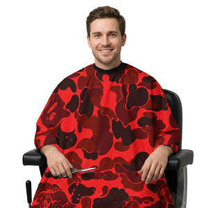 Custom Red Camouflage Print Barber Cape Waterproof Haircutting Salon Professional Hair Stylist Cape Barber Shop Hairdresser Cape - Product Image 1