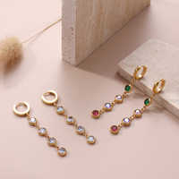 Prism Spectrum Round CZ Boucles d'oreilles pendantes en acier inoxydable léger hypoallergénique CZ Drop