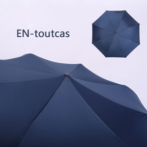 Spot Wholesale Outdoor Business Large Two-folding Semi-<b>Automatic</b> Classic Pongee Promotional Sunshade Custom Printed LOGO - Product Image 3