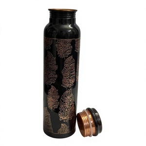 ขวดน้ำโลหะลายทองคำเคลือบเงา พกพาสะดวก พร้อมฝาปิด - Product Image 3