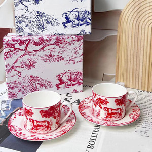Juego de Taza y Platillo de Porcelana Fina con Diseño de Tigre, para Café y Té de la Tarde, Vajilla Grabada con Caja de Regalo, Serie <span class=keywords><strong>D</strong></span> - Product Image 4