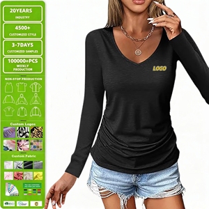 <span class=keywords><strong>T</strong></span>-<span class=keywords><strong>shirt</strong></span> à <span class=keywords><strong>manches</strong></span> <span class=keywords><strong>longues</strong></span> pour <span class=keywords><strong>femme</strong></span> avec logo personnalisé, <span class=keywords><strong>col</strong></span> en <span class=keywords><strong>V</strong></span>, tendance, nouvelle arrivée, séchage rapide, respirant, 100% polyester, <span class=keywords><strong>v</strong></span>êtements Ringer, vente en gros - Product Image 1