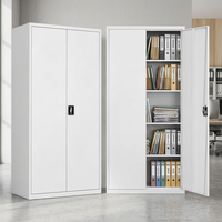 Armoire de classement moderne à 5 niveaux réglables, 2 portes battantes, en acier laminé à froid, en kit, pour bureau