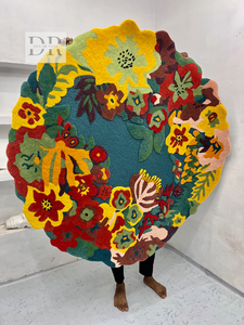 Araceli's Bloom Petite Taille Persan Shaggy Fleur Tapis Moderne Floral Jardin Tapis pour Bureau Espace de Prière Sain Laine Soie - Product Image 6