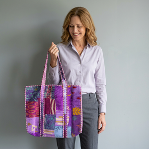 Bolso Tote de Lona Estilo Bohemio con Paneles, Cierre de Cremallera, Correa Desmontable, para Uso Diario Femenino, Regalo para Ella - Product Image 1