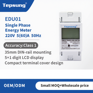 <span class=keywords><strong>Compteur</strong></span> d'énergie numérique monophasé à deux fils Tepsung EDU01 80A Classe 1.0 avec écran LCD, <span class=keywords><strong>compteur</strong></span> kWh 0-999999.9 kWh, rail DIN - Product Image 1