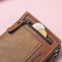 Dompet Pria Vintage PU Mewah Multi-Kantong dengan Resleting, Tempat Kartu Kredit, RFID Blocking, dan Slot Kartu untuk Pria