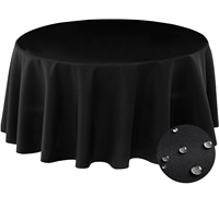 Nappe ronde noire imperméable, résistante aux taches, en polyester, pour réception de mariage, dîner d'anniversaire, décoration de fête