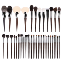 Ensemble de pinceaux de maquillage de luxe 41 pièces, poils naturels, manche en ébène, virole en cuivre, fleur de pêcher, marque privée, logo personnalisé, faible MOQ