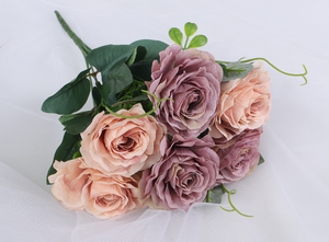 Arrangement de fleurs artificielles en soie de haute qualité DKB, vente en gros, fleurs de rose fuchsia chaudes, fleurs en vrac - Product Image 5