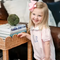 Vêtements pour bébé à imprimé vichy rose et bleu de Pâques, manches courtes, col Peter Pan, barboteuse pour bébé garçon et fille, tenue d'été pour tout-petit, tenue de rentrée à la maison