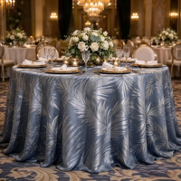 Nappe ronde jacquard haut de gamme à motif feuille de palmier scintillante, nappe de luxe pour hôtel, banquet, mariage, décoration de fête, vente en gros