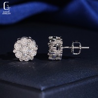 Boucles d'oreilles clous en argent sterling 925 en forme de fleur, serties de moissanite de laboratoire VVS1 couleur D, hypoallergéniques, vente en gros
