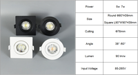Spot Encastré Rond Carré Orientable SMD Downlight 5W 7W 9W Pour Plafond ou Meuble 3CCT LED Extra-Plat