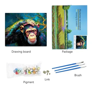 Vente en gros de chimpanzés, peinture numérique par numéros, images murales, peinture sur toile, articles pour la maison, art mural