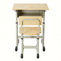 Bureau d'étudiant réglable en hauteur avec tiroir à livres et crochet pour casque, design anti-pincement, pieds en métal pour la maison et la salle de classe
