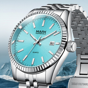 Orologio da Polso al Quarzo Mark Fairwhale per <span class=keywords><strong>Uomo</strong></span>, Ultra Sottile con Cassa da 1mm, Quadrante da 40mm, Cinturino da 20mm, Resistente all'Acqua 30M, in Acciaio Inossidabile, Analogico - Product Image 1
