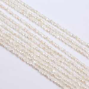 Hạt ngọc trai tự nhiên bán buôn 3-3.5mm màu trắng hồng tím, kiểu dáng baroque, chuỗi ngọc trai nước ngọt - Product Image 4