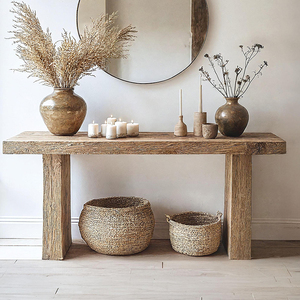 Tavolo antico consolle casale minimalista in legno naturale tavolino angolare salotto <span class=keywords><strong>ingresso</strong></span> mobili - Product Image 6