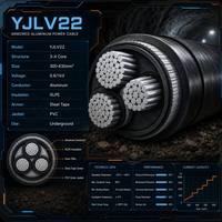 Câble souterrain basse tension YJLV22 à âme en aluminium, isolation XLPE, gaine en PVC blindée, 0,6/1KV, 3 ou 4 conducteurs, 300-630mm²