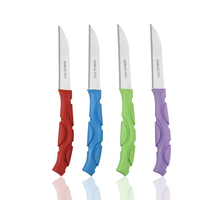 Lot de 4 couteaux de cuisine à manche coloré pour fruits et légumes, petits couteaux à steak et couteaux à éplucher en acier inoxydable monochrome, best-seller arc-en-ciel