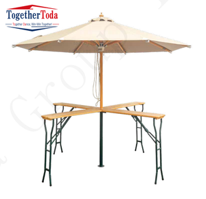 Mesa de Cerveza Plegable de Madera de 220 cm con Banco y Patas de Metal, Color Personalizado, Directo de Fábrica, para Parque o Picnic - Product Image 3