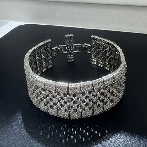 Bracciale largo 2,5 cm placcato oro 18 carati, design di lusso con zirconi cubici, bracciali grandi per gioielli da sposa - Product Image 6