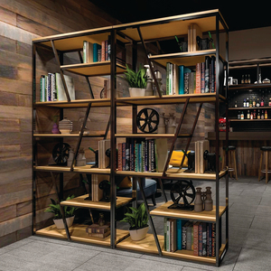 Mueble moderno portátil estantería grande alta, 4 niveles escalera de metal industrial estante de libro madera para sala de estar - Product Image 5