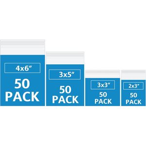 Bolsas de plástico con cierre hermético, paquete de 200, 4 tamaños, 2 milésimas de pulgada de grosor, resellables, para joyería, juguetes, viajes - Product Image 5
