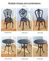 Ensemble de table et de chaises d'extérieur 3 pièces, meubles de balcon, meubles en métal, meubles de jardin en aluminium moulé, table et chaises de patio