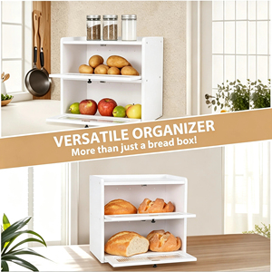 Caja de <span class=keywords><strong>pan</strong></span> para encimera de cocina, caja de <span class=keywords><strong>pan</strong></span> de madera vintage, contenedor versátil para <span class=keywords><strong>pan</strong></span> <span class=keywords><strong>casero</strong></span> fresco, fácil de instalar - Product Image 4