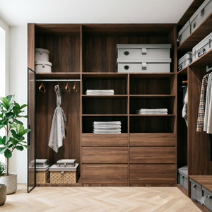 Sistema <span class=keywords><strong>Armadio</strong></span> Modulare Personalizzato Grigio Scuro con Cassetti Profondi e <span class=keywords><strong>Scaffalatura</strong></span> Aperta per Appartamenti Moderni - Product Image 2