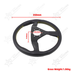 14 pouces 350mm universel 14 pouces noir jaune rouge couture droite JDM <span class=keywords><strong>Tuning</strong></span> <span class=keywords><strong>volant</strong></span> en cuir à rayons plats avec logo MO - Product Image 6