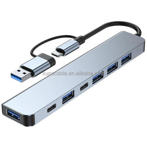 7-in-1 Dual head <span class=keywords><strong>USB</strong></span> <span class=keywords><strong>3</strong></span>.0 Type-C Docking Station <span class=keywords><strong>Hub</strong></span> đa chức năng <span class=keywords><strong>USB</strong></span> <span class=keywords><strong>3</strong></span>.0 <span class=keywords><strong>HUB</strong></span> - Product Image 1
