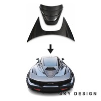SKY DESIGN Kit de couvercles de compartiment moteur arrière en carbone sec pour McLaren 720S 2017-2019, 2 pièces, comprenant un cache de grille à persiennes et un panneau arrière, fabrication OEM