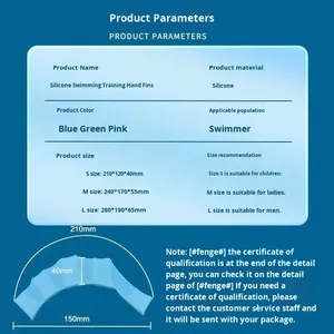 Pagaies Freestyle en silicone pour hommes femmes adolescents adultes enfants-équipement de natation d'entraînement comprenant <span class=keywords><strong>des</strong></span> palmes à main - Product Image 2